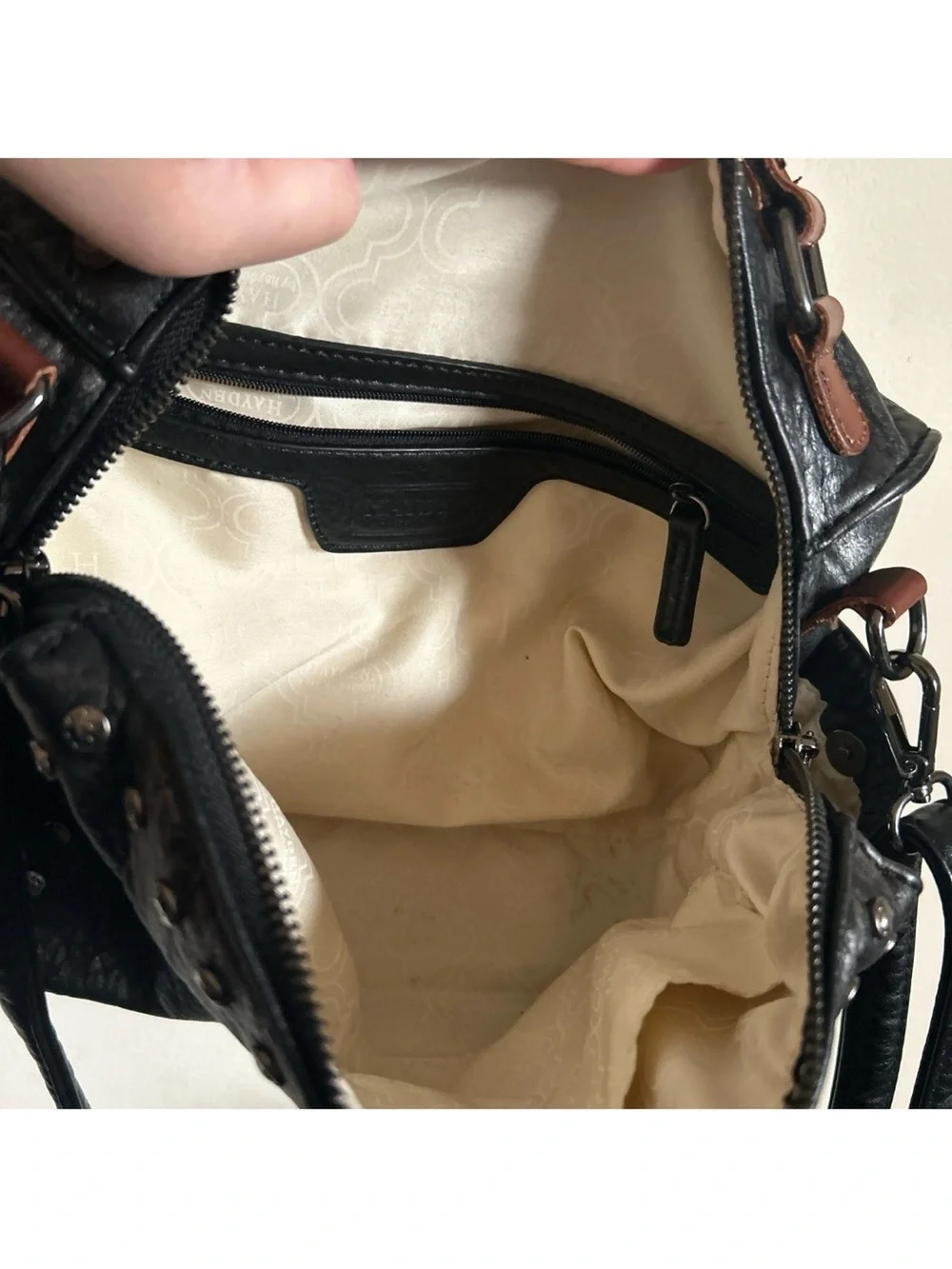 Hayden Harnett Studded Black And Brown Purse